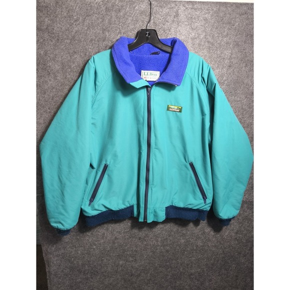 L.L. Bean Jackets & Blazers - Vintage LL Bean Warm-up Jacket Teal Blue Fleece Lined Women XL Bomber Zip Up